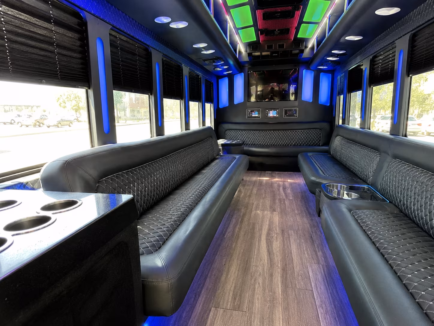 hoover 15 passenger party bus inside