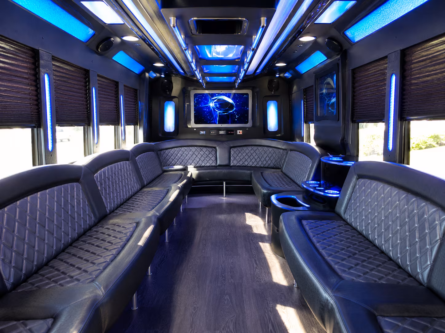 hoover 28 passenger party bus inside